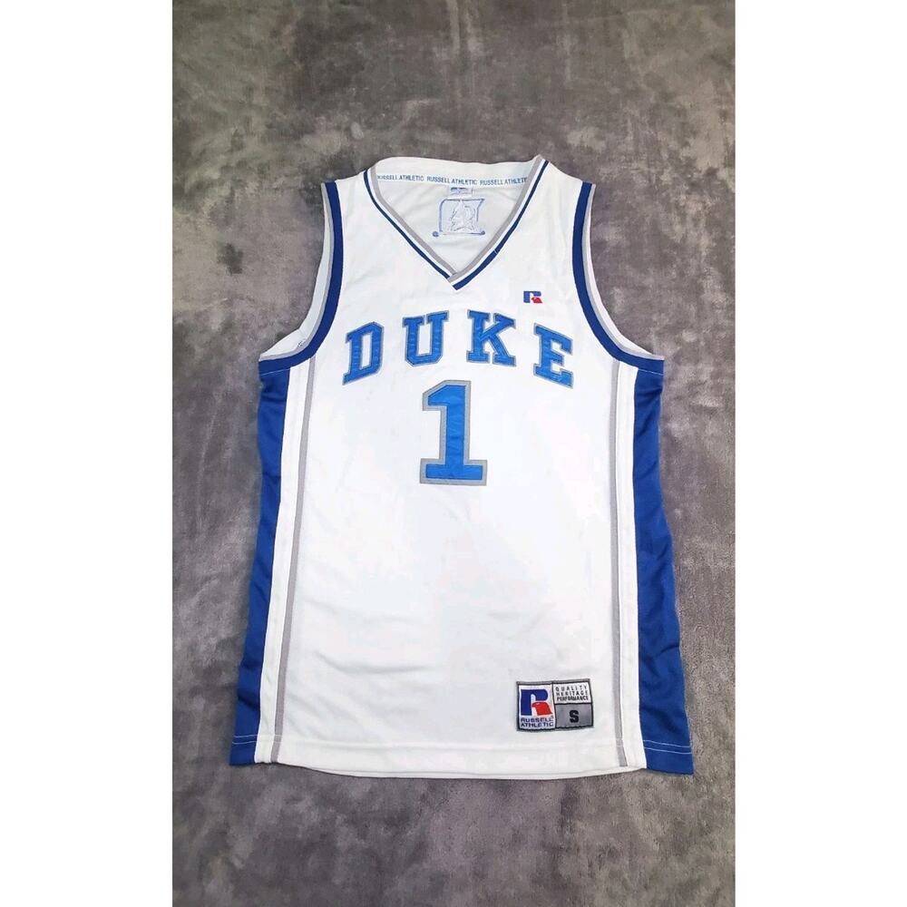 Russell Athletic Size S Duke Blue Devils Basketball Jersey Mens White Blue Z3-54